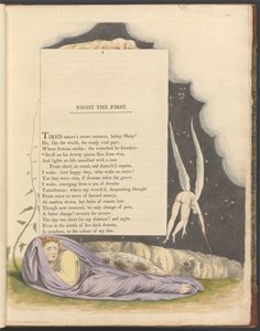 Pensieri notturni di Young, Pagina 1, Vola rapido sul suo piumino dal dolore da William Blake